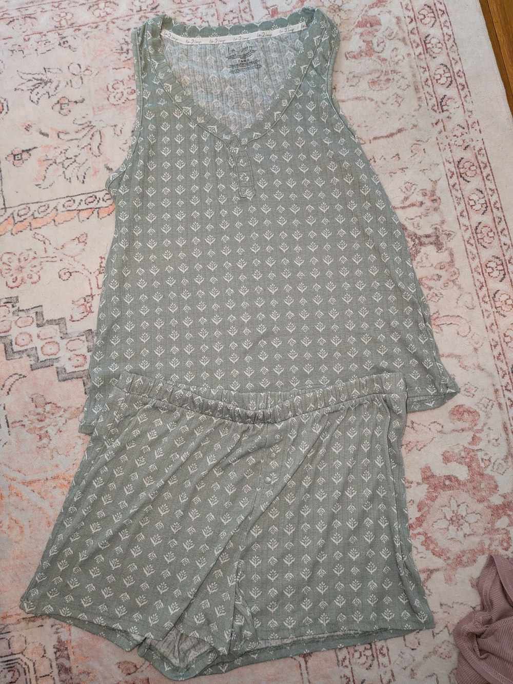 Women's Sage Patterned Tank & Short Sleep Set